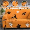 imageMybedsoul Halloween Printed Sofa Cover Ghost Elastic Couch Cover Machine Washable Halloween Theme Black Sofa Slipcover for Living Room2 SeaterHalloween 1