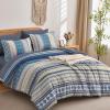 imageMybedsoul Brown Aztec Style Comforter Set 7 Pieces Queen Size Boho Bed in a Bag AllSeason Bedding Set with Sheets ampamp Pillow Shams Bohemian Geometric Striped PatternBlue