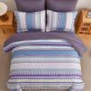 imageMybedsoul Brown Aztec Style Comforter Set 7 Pieces Queen Size Boho Bed in a Bag AllSeason Bedding Set with Sheets ampamp Pillow Shams Bohemian Geometric Striped PatternPurple