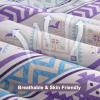 imageMybedsoul Brown Aztec Style Comforter Set 7 Pieces Queen Size Boho Bed in a Bag AllSeason Bedding Set with Sheets ampamp Pillow Shams Bohemian Geometric Striped PatternPurple