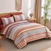 imageMybedsoul Brown Aztec Style Comforter Set 7 Pieces Queen Size Boho Bed in a Bag AllSeason Bedding Set with Sheets ampamp Pillow Shams Bohemian Geometric Striped PatternOrange Red