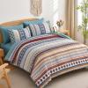 imageMybedsoul Brown Aztec Style Comforter Set 7 Pieces Queen Size Boho Bed in a Bag AllSeason Bedding Set with Sheets ampamp Pillow Shams Bohemian Geometric Striped PatternBlue Red