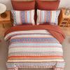 imageMybedsoul Brown Aztec Style Comforter Set 7 Pieces Queen Size Boho Bed in a Bag AllSeason Bedding Set with Sheets ampamp Pillow Shams Bohemian Geometric Striped PatternOrange Red