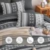 imageMybedsoul Brown Aztec Style Comforter Set 7 Pieces Queen Size Boho Bed in a Bag AllSeason Bedding Set with Sheets ampamp Pillow Shams Bohemian Geometric Striped PatternBlack Grey