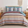 imageMybedsoul Brown Aztec Style Comforter Set 7 Pieces Queen Size Boho Bed in a Bag AllSeason Bedding Set with Sheets ampamp Pillow Shams Bohemian Geometric Striped PatternBlue Red